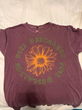 Women's Purple Graphic Tee with Orange Flower